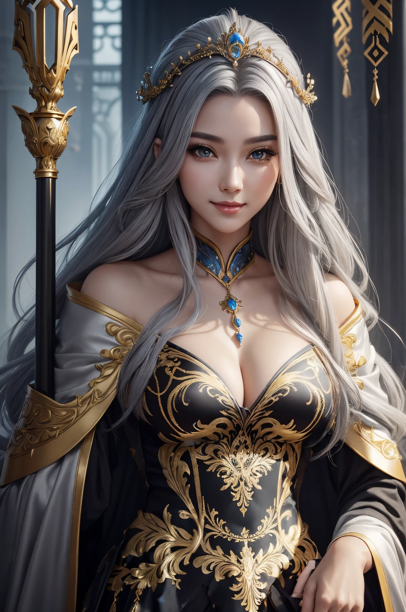 8K,gorgeous black and gold small breast dress,Super precise golden decoration workmanship,超A high resolution,A hyper-realistic,
