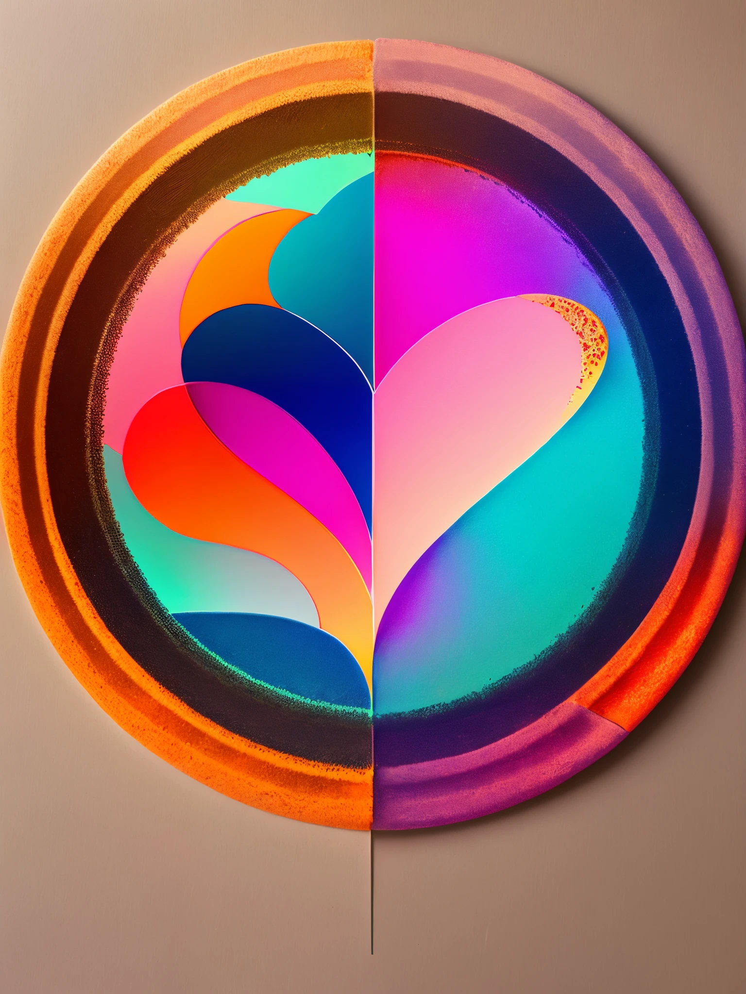 Based on healing, with a heart in the middle、There is a circle with orange and pink gradation around it.。Create as a logo