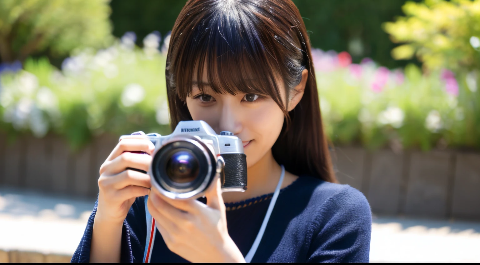 Japanese woman taking a photo with a camera、Beautie