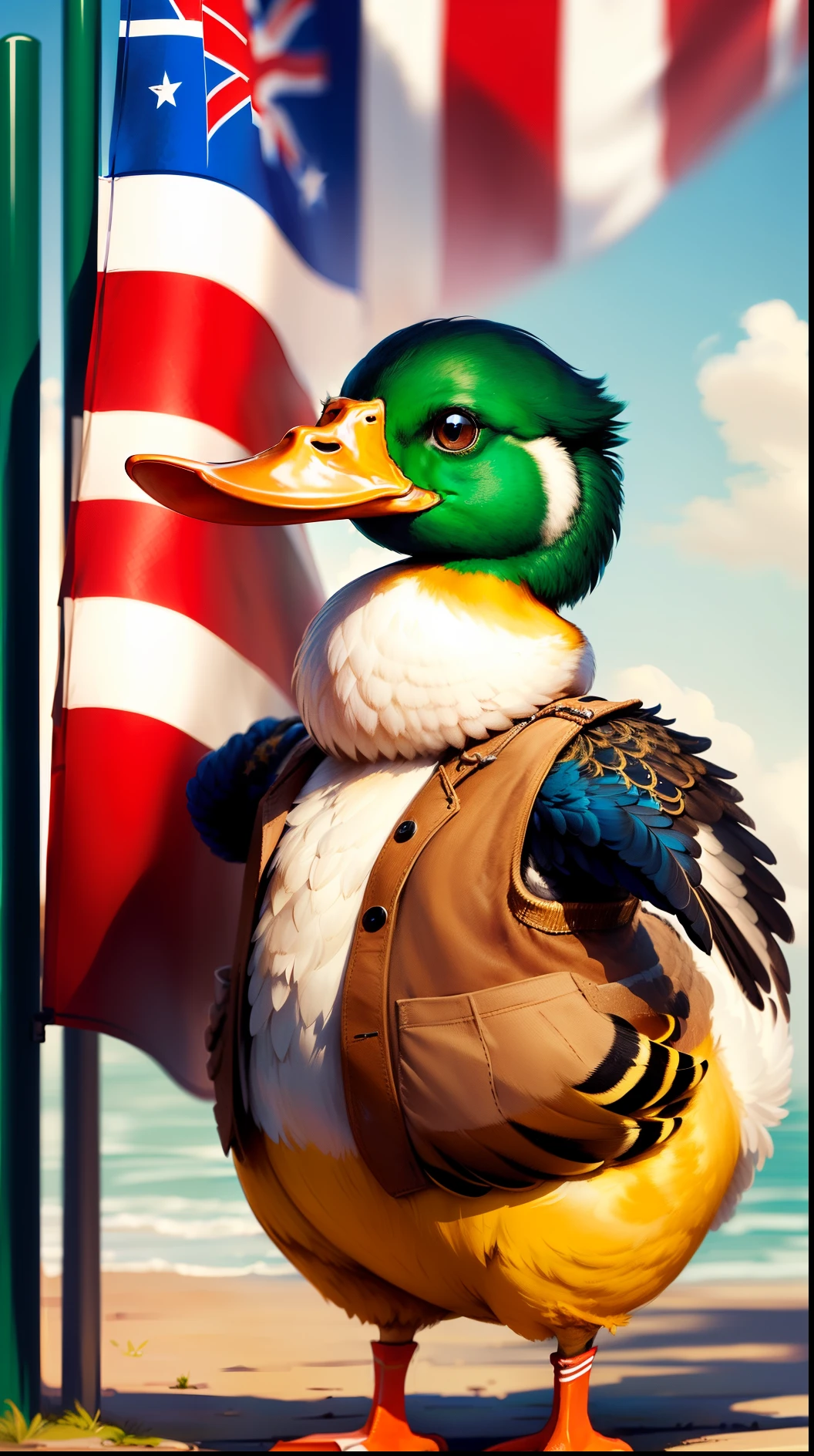 Duck saluting the flag