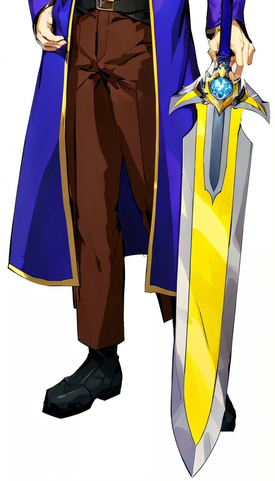 Anime man in a purple coat holding a sword, arsen lupin as a paladin, fullbody rpg portrait, rpg portrait full body, a human male paladin, with large sword, full portrait of magical knight, official character art, full portrait of electromancer, official art, picture of a male cleric, full portrait of elementalist