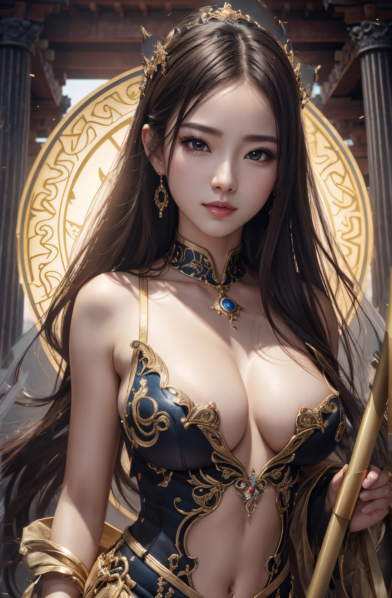 8K,In front of the temple,超A high resolution,super realistic buildings,