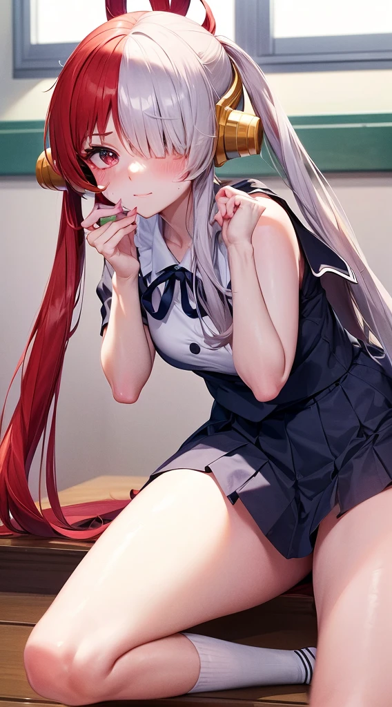 (master piece:1,2),Best quality,scared expression,with her mouth open,teardrop,
1 gir, Lie down , serafuku,On the back,Bare underparts,an female genital organs,Sexual ,Flowing,Liquid milk