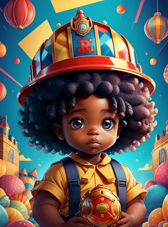 (cute afro baby boy with firefighter helmet), Munchkin ,Geometric multidimensional wall portrait, livro de arte, Tchibi,
Yang08k, Beautiful, Colouring,
Obras, of the highest quality, best quality, Arte Oficial, Beautiful and Aesthetic,