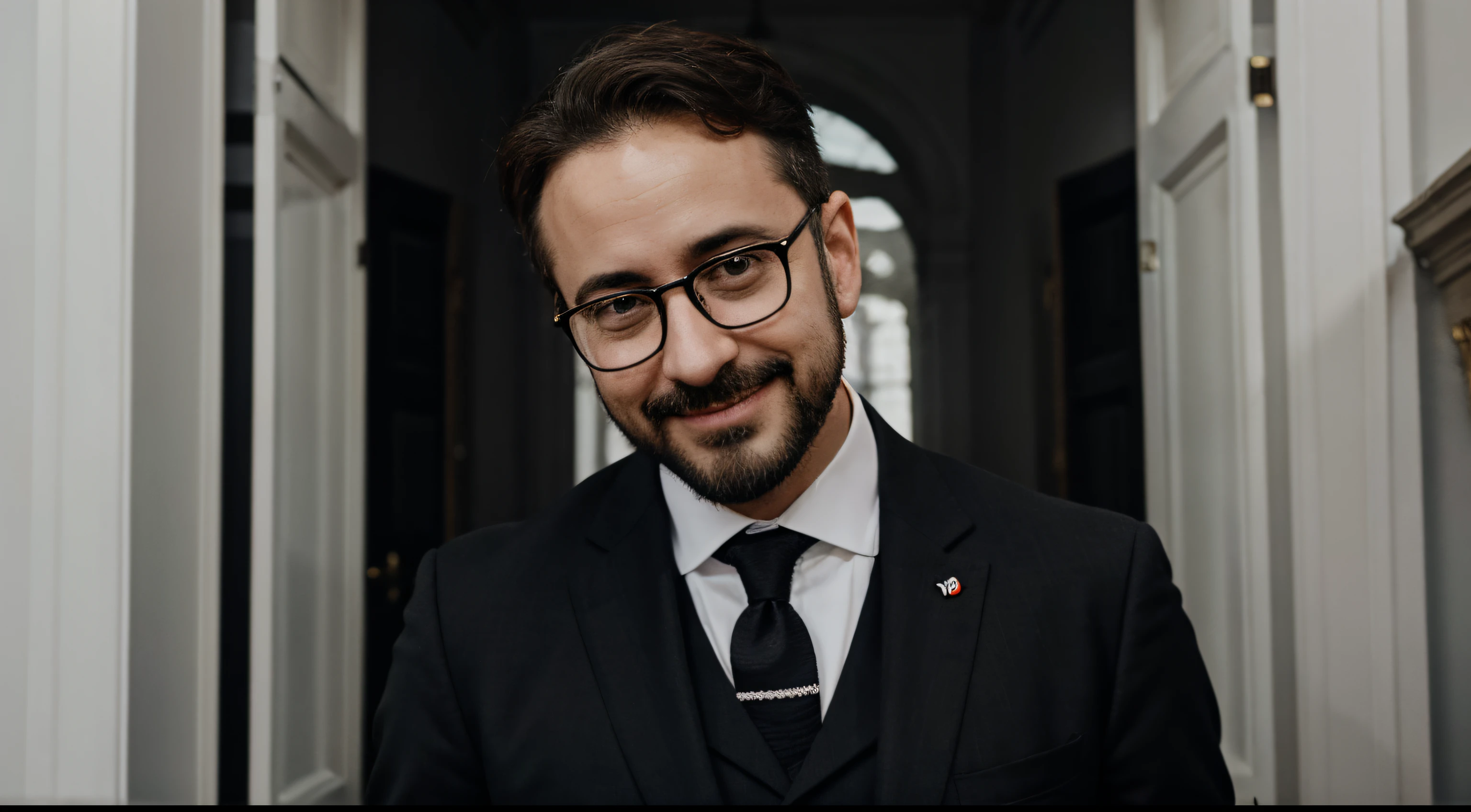 Charles Michel bad smiling in front of camera, wearing a black and white suits