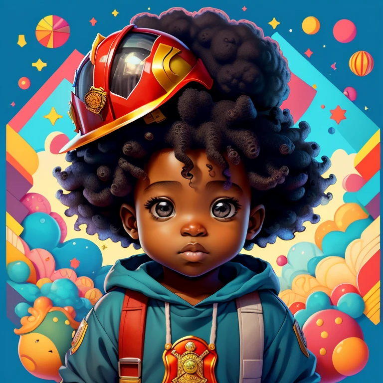 (cute afro baby boy with firefighter helmet), Munchkin ,Geometric multidimensional wall portrait, livro de arte, Tchibi,
Yang08k, Beautiful, Colouring,
Obras, of the highest quality, best quality, Arte Oficial, Beautiful and Aesthetic,