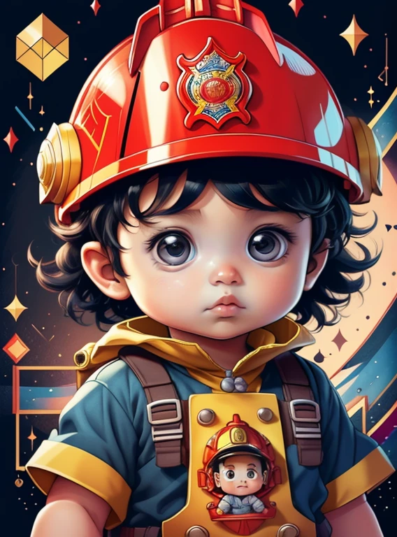 (cute baby boy with firefighter helmet), Munchkin ,Geometric multidimensional wall portrait, livro de arte, Tchibi,
Yang08k, Beautiful, Colouring,
Obras, of the highest quality, best quality, Arte Oficial, Beautiful and Aesthetic,