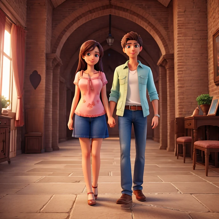 Realistic high quality background 3D romantic couple