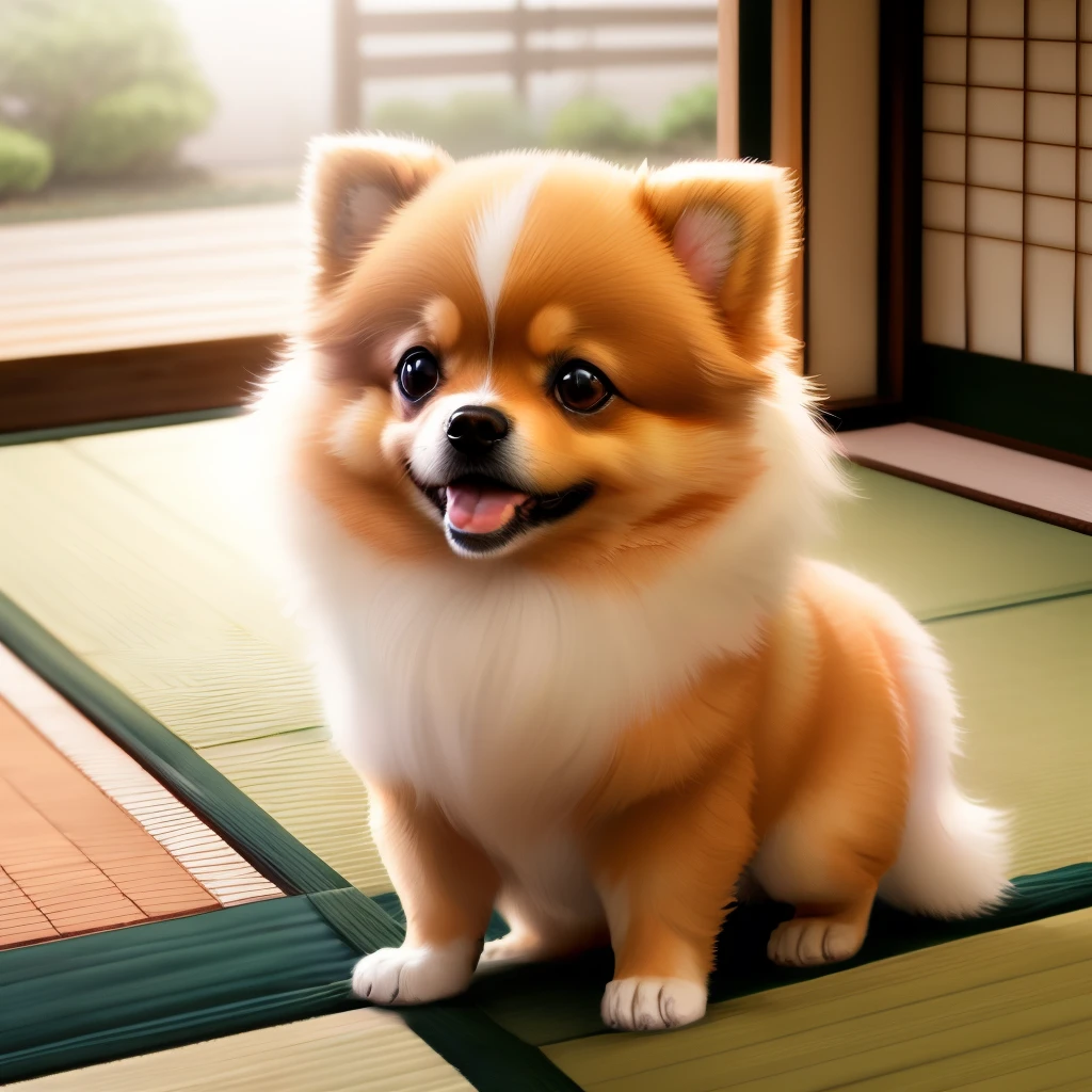 Pomeranian dog in Japanese Samari