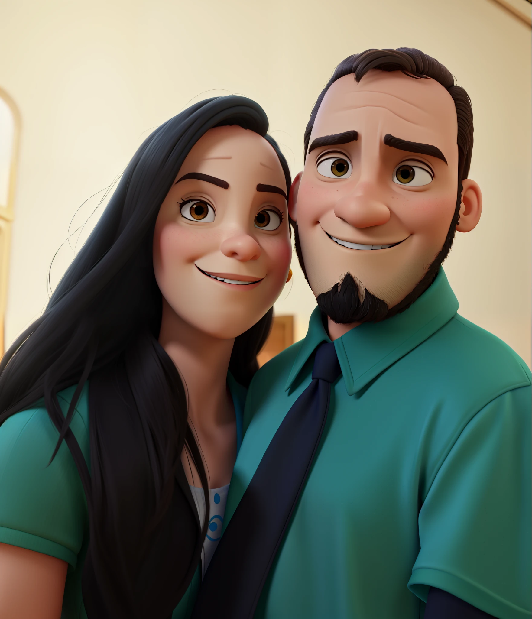 casal na igreja estilo disney pixar 3d