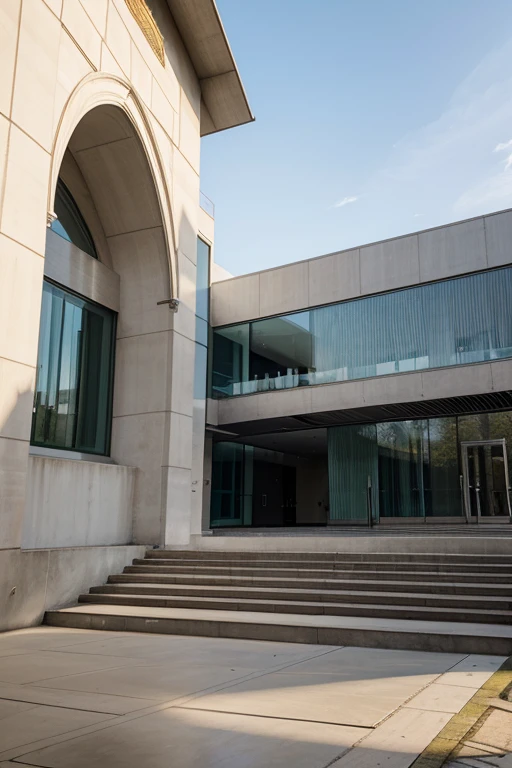 Art museum, modern architecture, rect lines, modulated windows