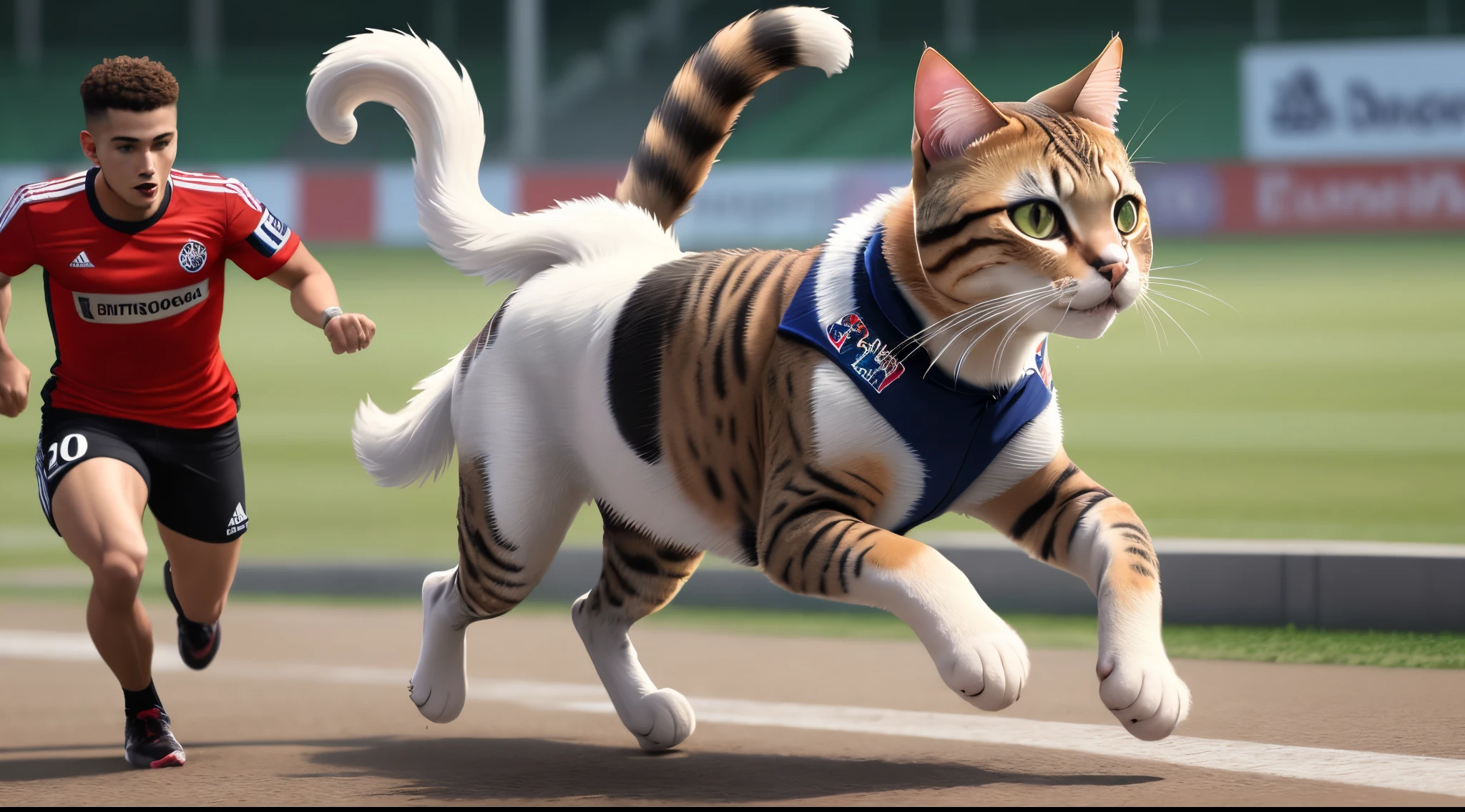 Gato com a camisa do corinthians, running through a dog with the Flamengo shirt