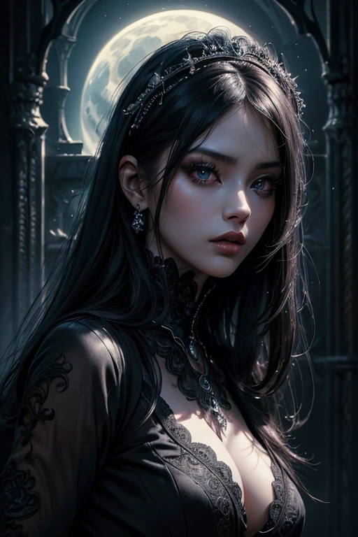 **(best quality,4k,8k,highres,masterpiece:1.2),ultra-detailed,realistic,oriental gothic girl,beautiful detailed eyes,beautiful detailed lips,extremely detailed eyes and face,long black hair,very detailed dress,dark atmosphere,dramatic pose,stunning background,shadowy lighting,vivid colors**