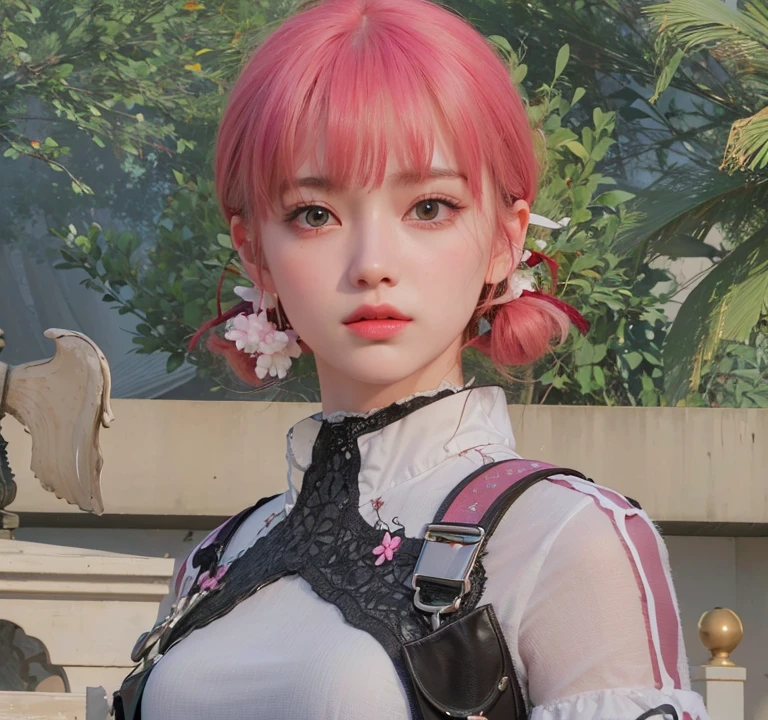 high quality,masterpiece,extremely detailed,high res,4k,ultra high res,detailed shadow,ultra realistic,realistic,dramatic lighting,1girl,solo,detailed face,realistic eyes,realistic skin,dynamic hair,dynamic pose, dynamic angle, white flowery dress,white background