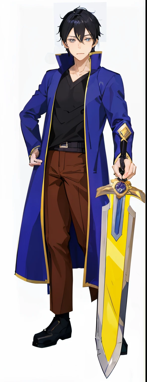 anime boy with black eyes and black hair wearing a blue jacket, tall anime guy with blue eyes, nobutaka ike, anime handsome man, anime portrait of a handsome man, male anime character, young anime man, male anime style, hijikata toushirou, beautiful androgynous prince, anime moe artstyle, high detailed face anime, handsome anime eyes