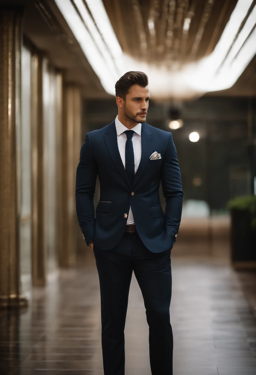 Homem alfad no terno ,24 anos, usando terno e gravata, usando terno e gravata, Detalhe do assunto: vestir terno, usando terno e gravata, vestido com um terno, vestido com um terno, vestir terno, usando vestes e gravatas, terno e gravata, vestir terno, wearing a strict business suit, vestindo ternos azuis, posing for the camera, talking