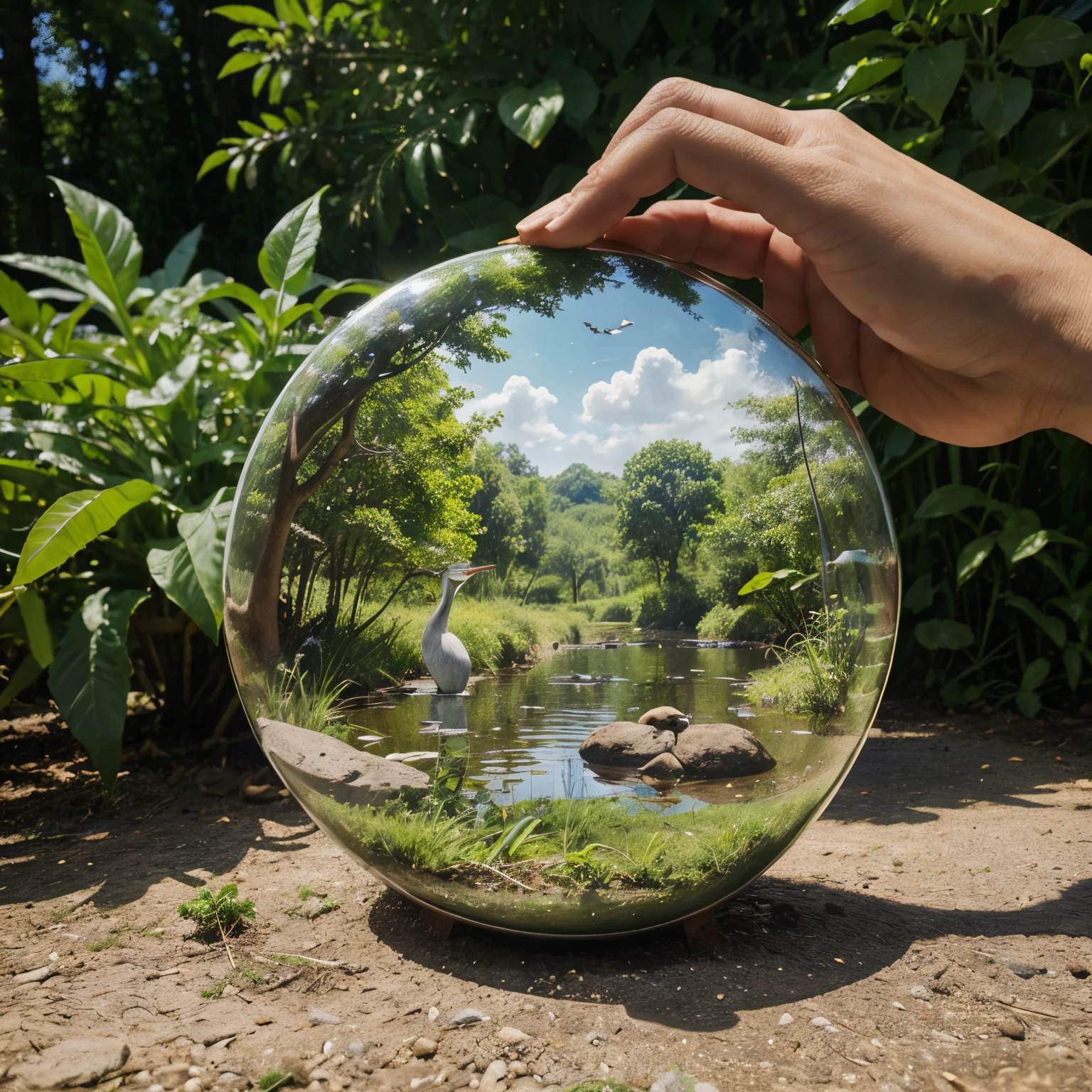 "Illustrate the harmony between nature and human responsibility in safeguarding our environment. Depict scenes that celebrate eco-friendly practices, sustainable living, and the beauty of a balanced ecosystem. Your drawing should inspire a commitment to environmental protection and convey the importance of preserving our planet for future generations."