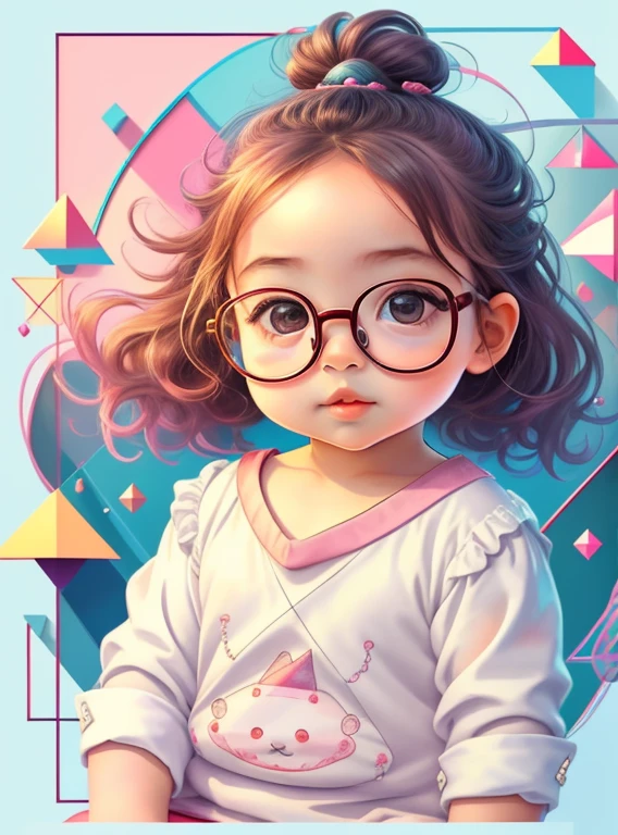 (cute baby girl with glasses), Munchkin ,Geometric multidimensional wall portrait, livro de arte, Tchibi,
Yang08k, Beautiful, Colouring,
Obras, of the highest quality, best quality, Arte Oficial, Beautiful and Aesthetic,