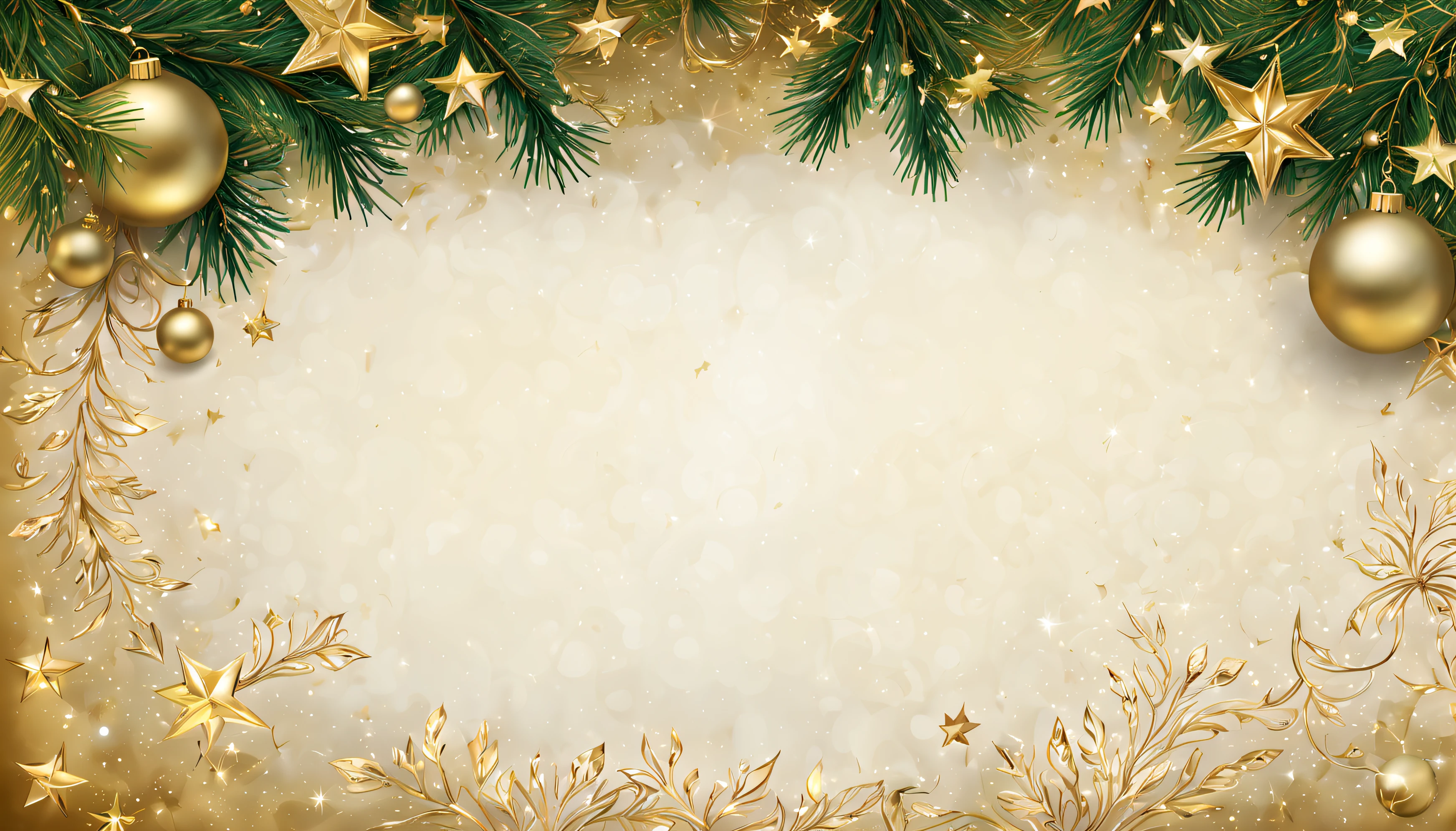 Christmas background with golden balls and fir branches - SeaArt AI