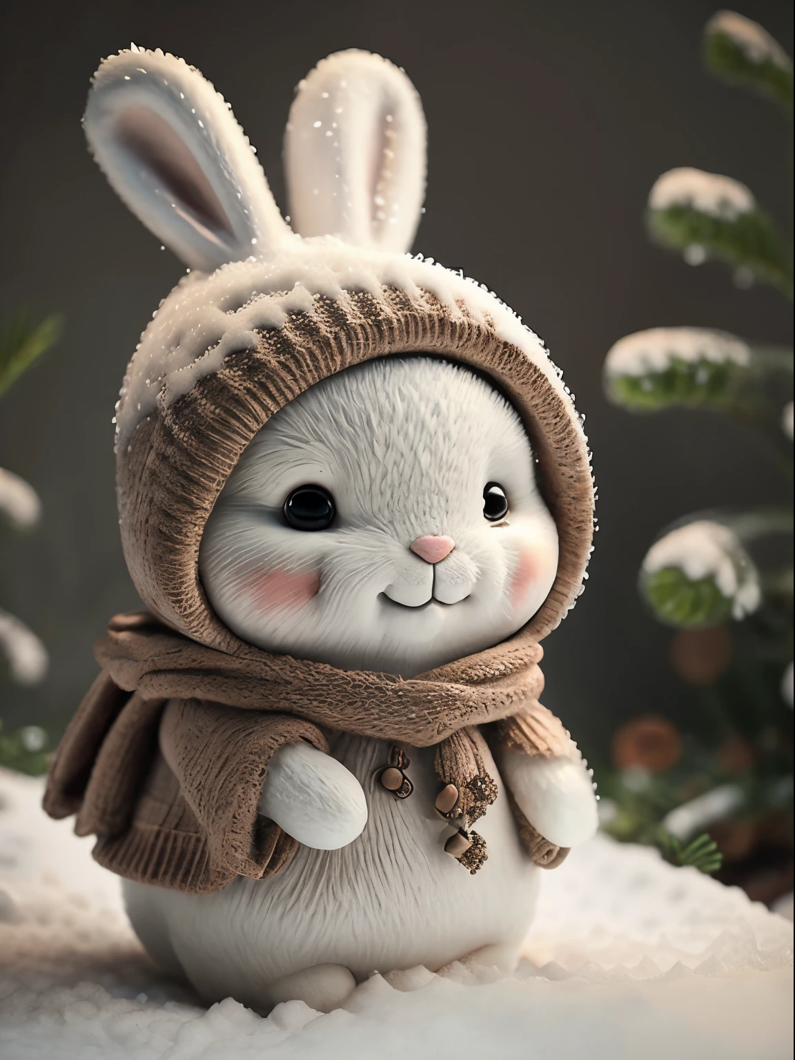 Rabbit statue made of snow --ar 1:1 --auto