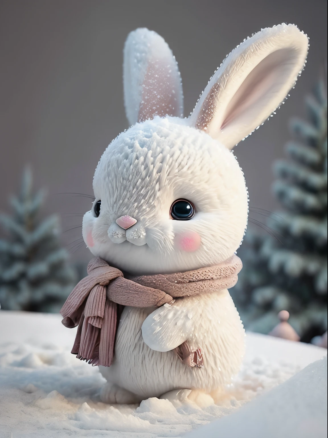 Rabbit statue made of snow --ar 1:1 --auto