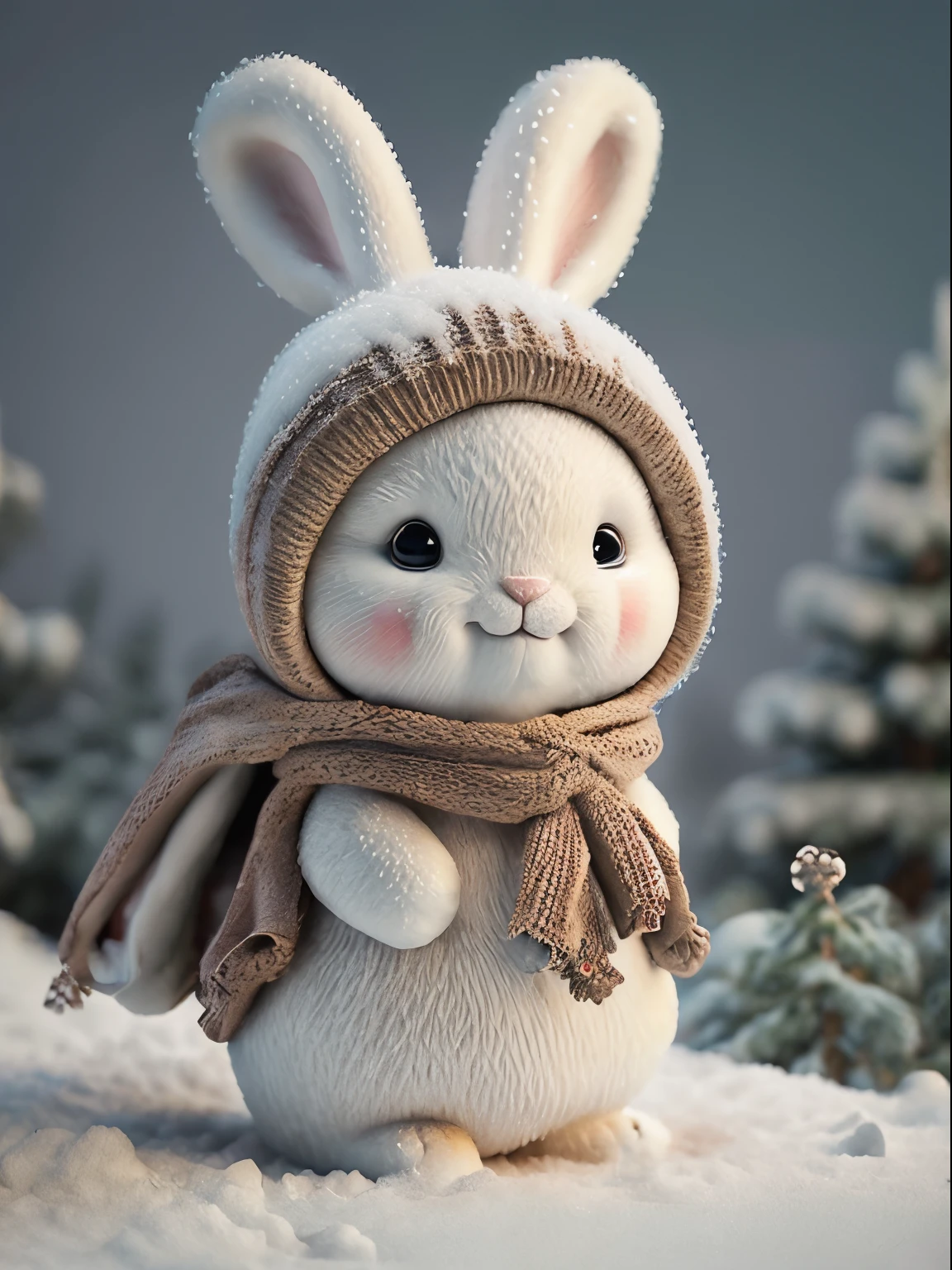 Rabbit statue made of snow --ar 1:1 --auto