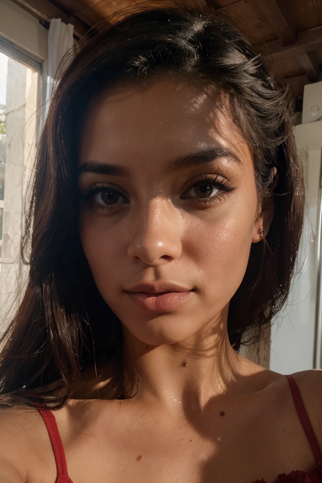 Mulher linda, rosto detalhado, sem rugas