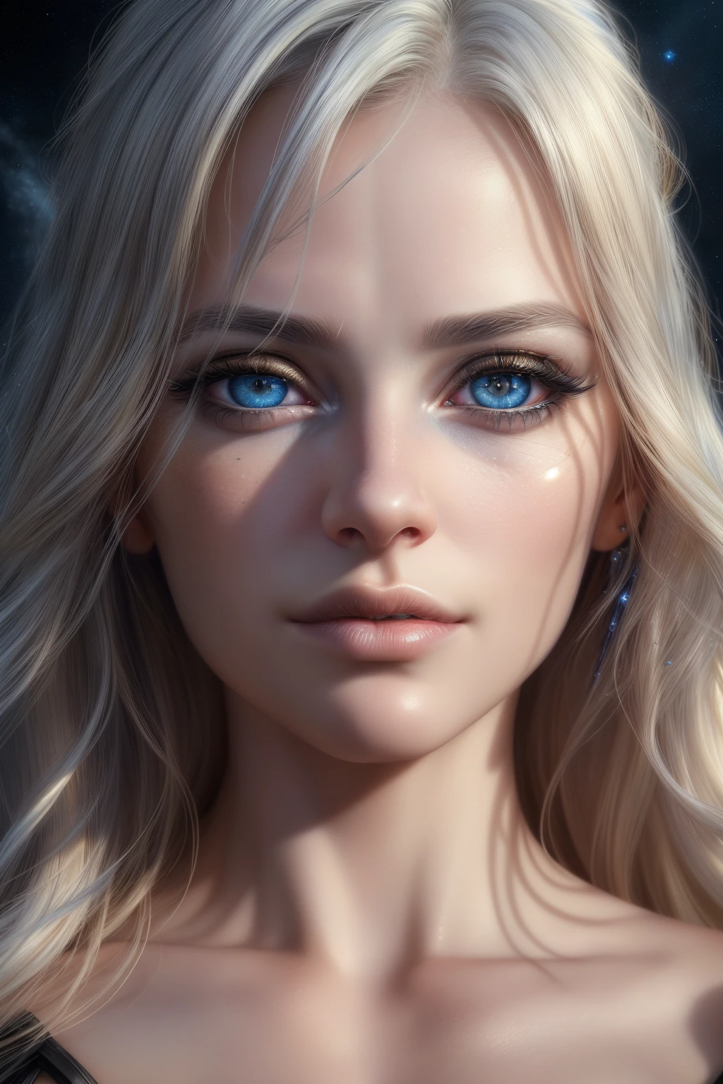 "(best quality,4k,8k,highres,masterpiece:1.2),ultra-detailed,(realistic,photorealistic,photo-realistic:1.37),portrait,beautiful detailed eyes,beautiful detailed lips,longeyelashes,blonde hair,golden-white hair,blue eyes,black spacesuit"