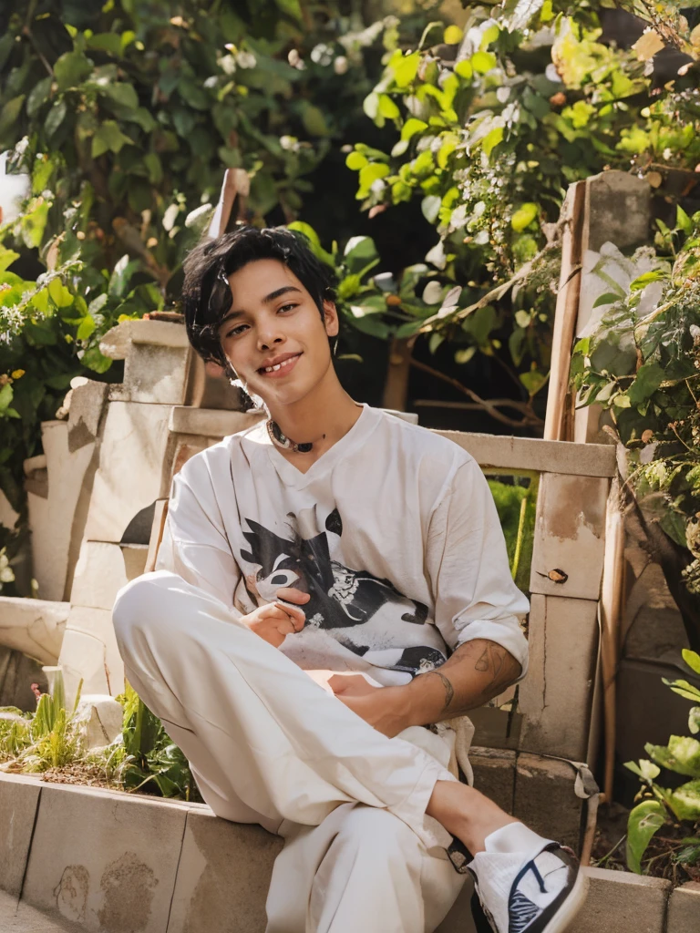 cute boy, , black hair, realistic face,