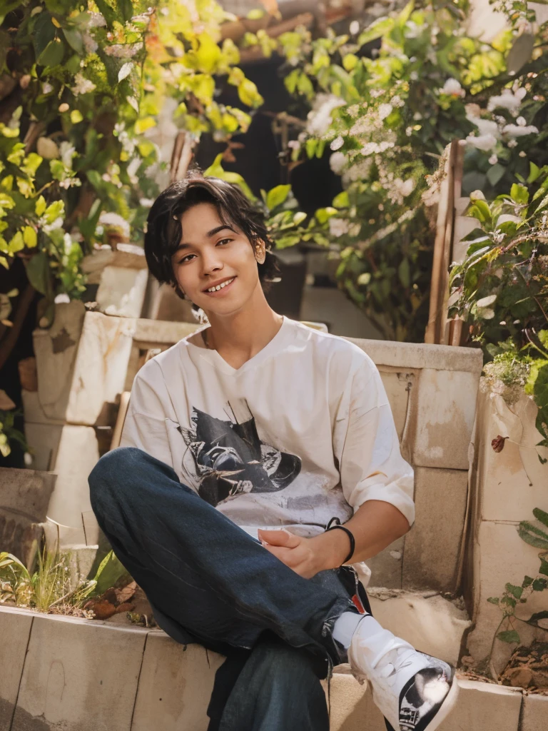 cute boy, , black hair, realistic face,