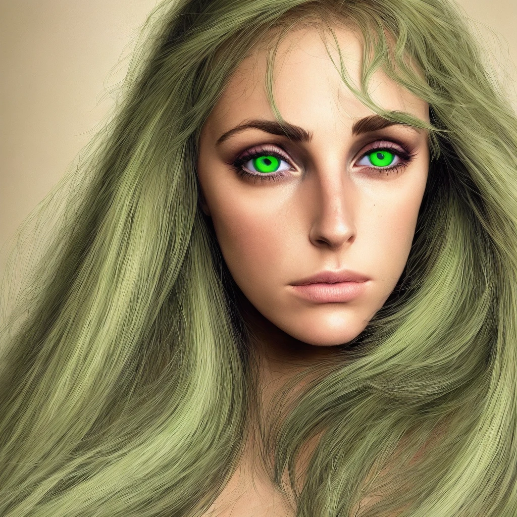 La tete d'une influenceuse avec les yeux vert