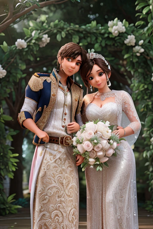 Realistic high quality background 3D wedding romantic couple loveliest