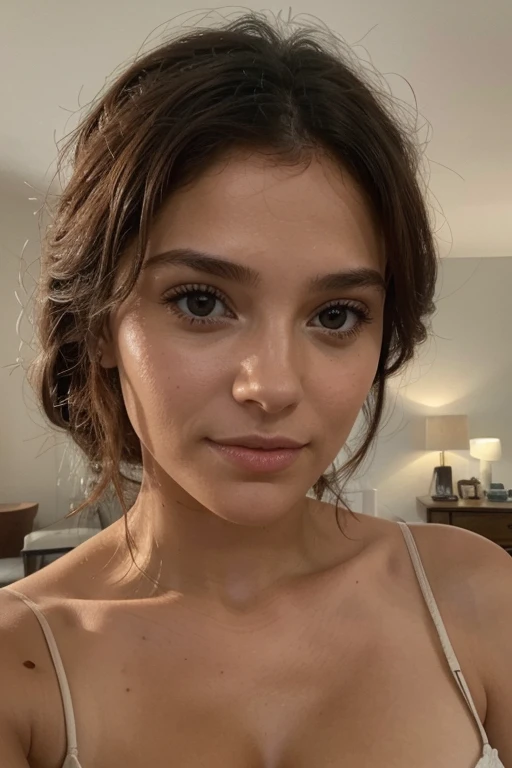 m3hr33n, face and cleavage closeup, in bed ,free hair, while fucking, fleshy