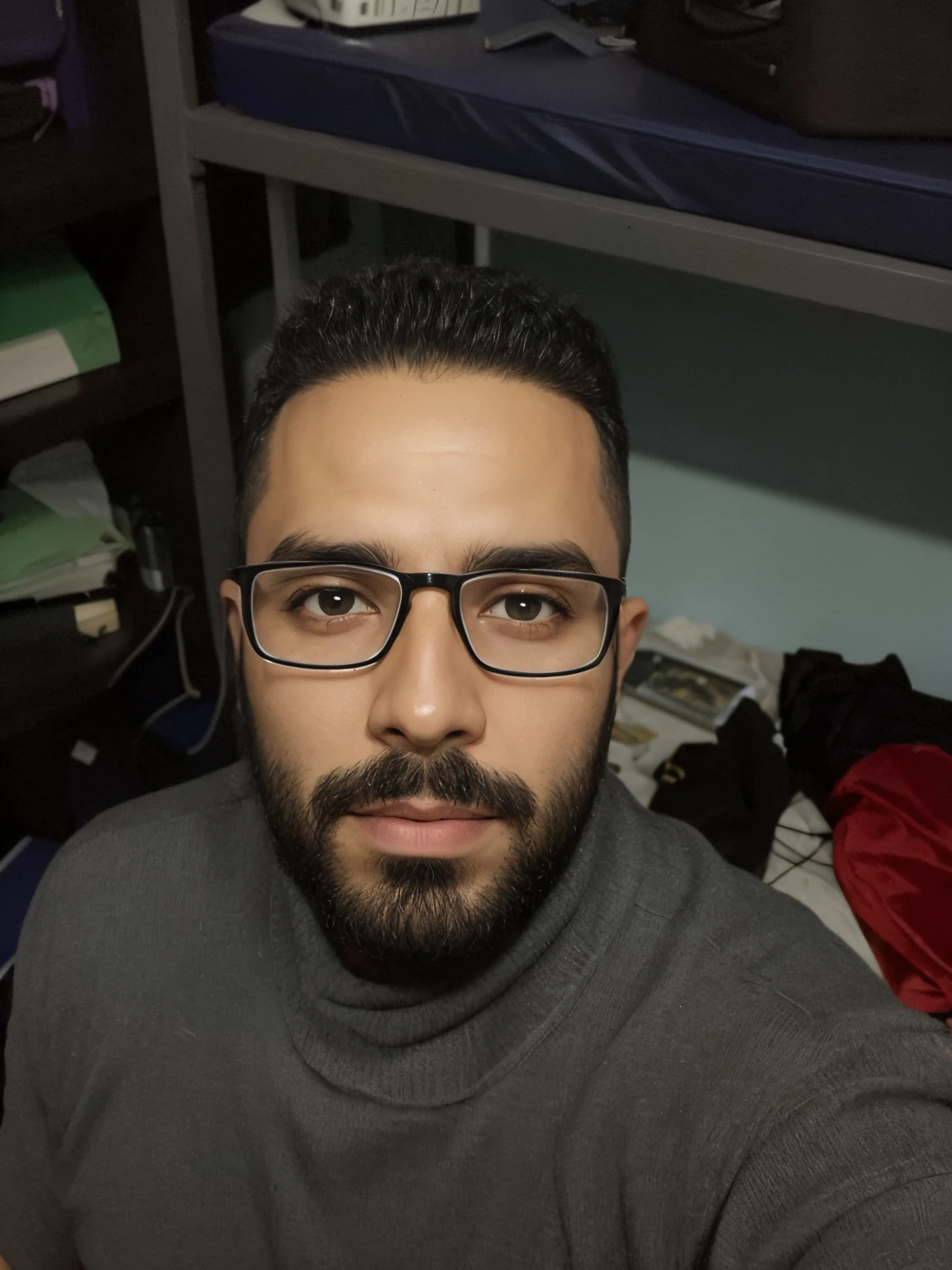 there is a man with glasses sitting in an office with computer, imagem profissional, Mohamed Reda, imagem frontal, foto de perfil headshot, taken in the early 2020s, Emad Mostaque, imagem de qualidade muito baixa, foto de perfil profissional, com uma barba pequena, em torno de 1 9 anos, barba pequena, Mohamed Chahin, imagem interna