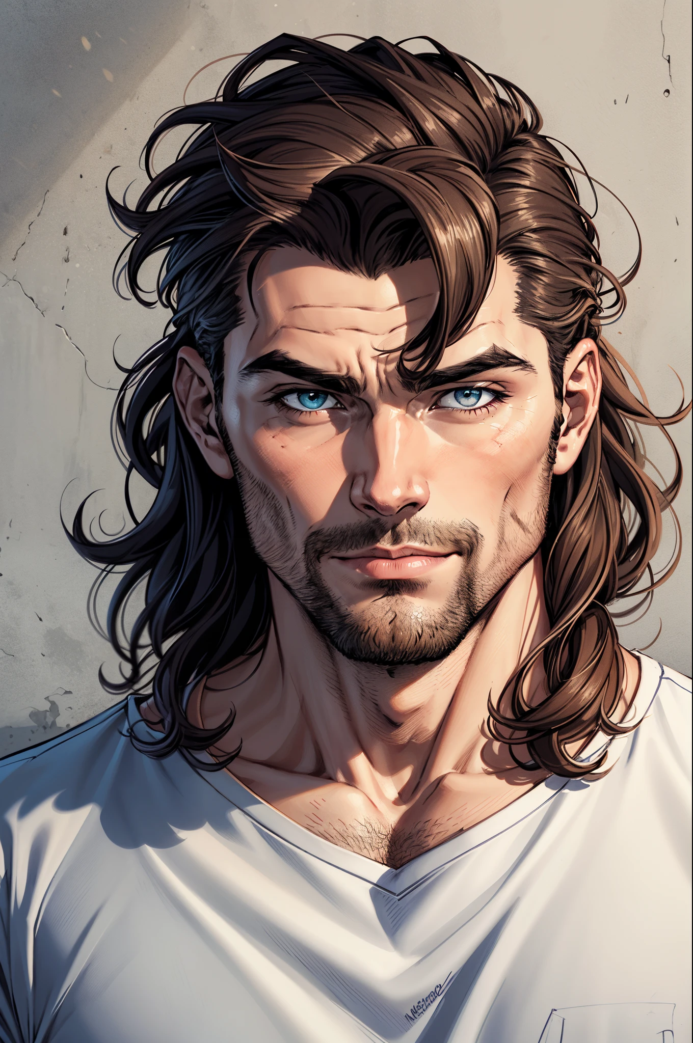 homem estatura media, cabelo loiro escuro, olho castanho escuro, meio musculoso, branco , jovem
