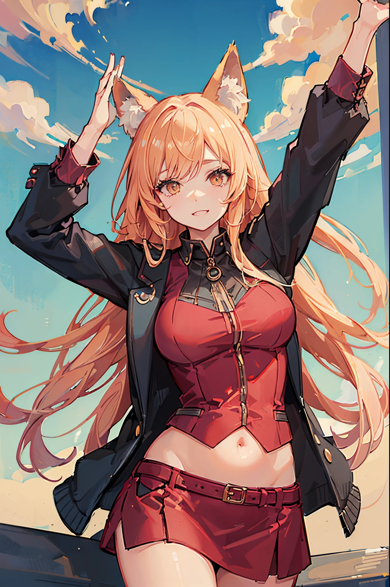 (Masterpiece: 1.5), (Best Quality: 1.5), (Perfect Face), 1 Woman, Fox ears, Fox tail, office lady, mature woman, big tummy,