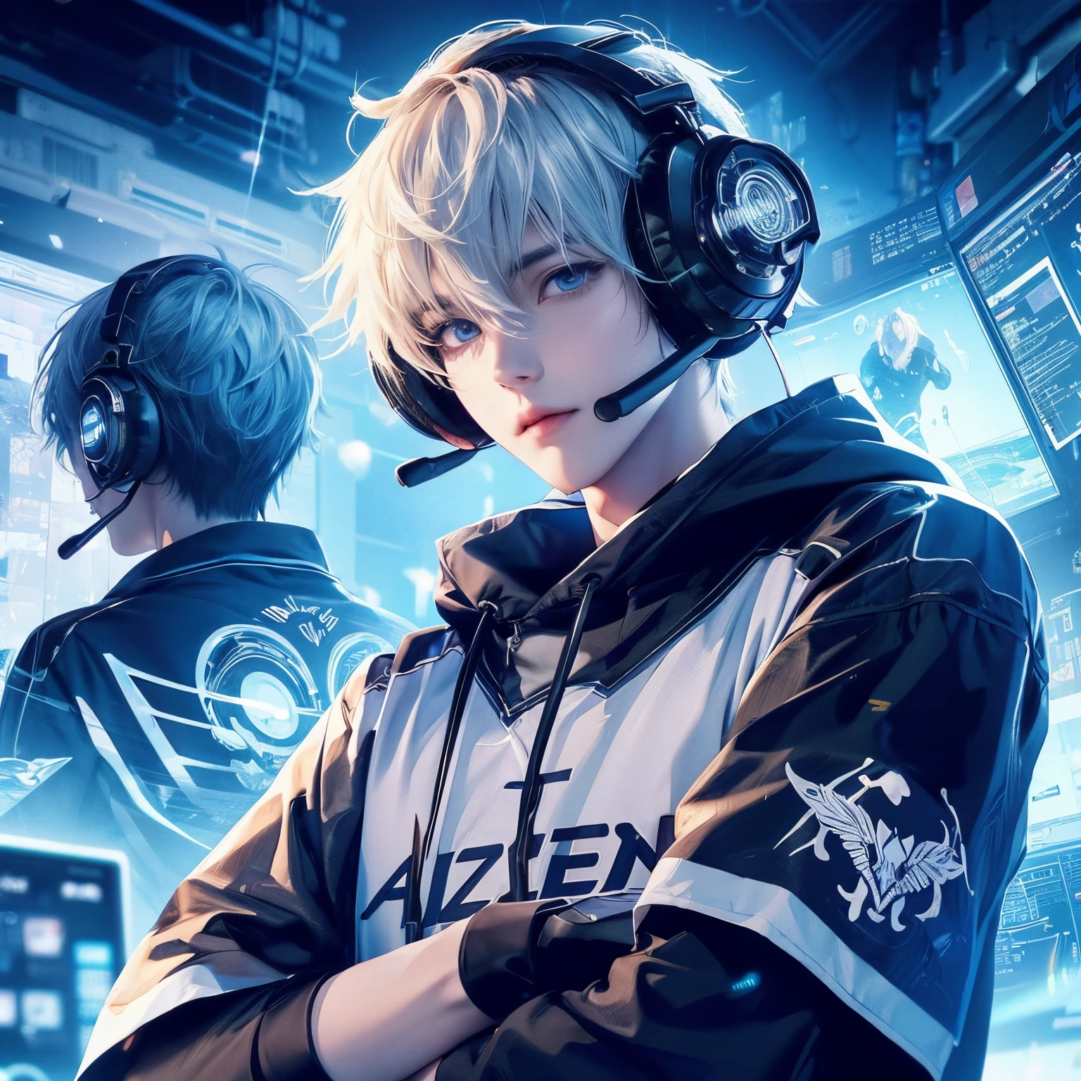 anime boy with headphones and microphones standing in front of a computer screen, anime style 4 k, best anime 4k konachan wallpaper, nightcore, anime wallpaper 4 k, anime wallpaper 4k, 4k anime wallpaper, anime art wallpaper 4k, anime art wallpaper 4 k, high quality anime artstyle, anime art wallpaper 8 k, anime boy