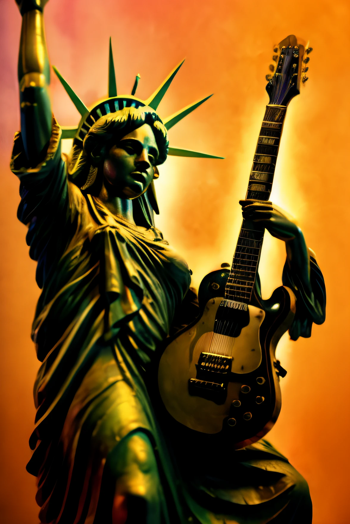 statue of liberty playing guitar