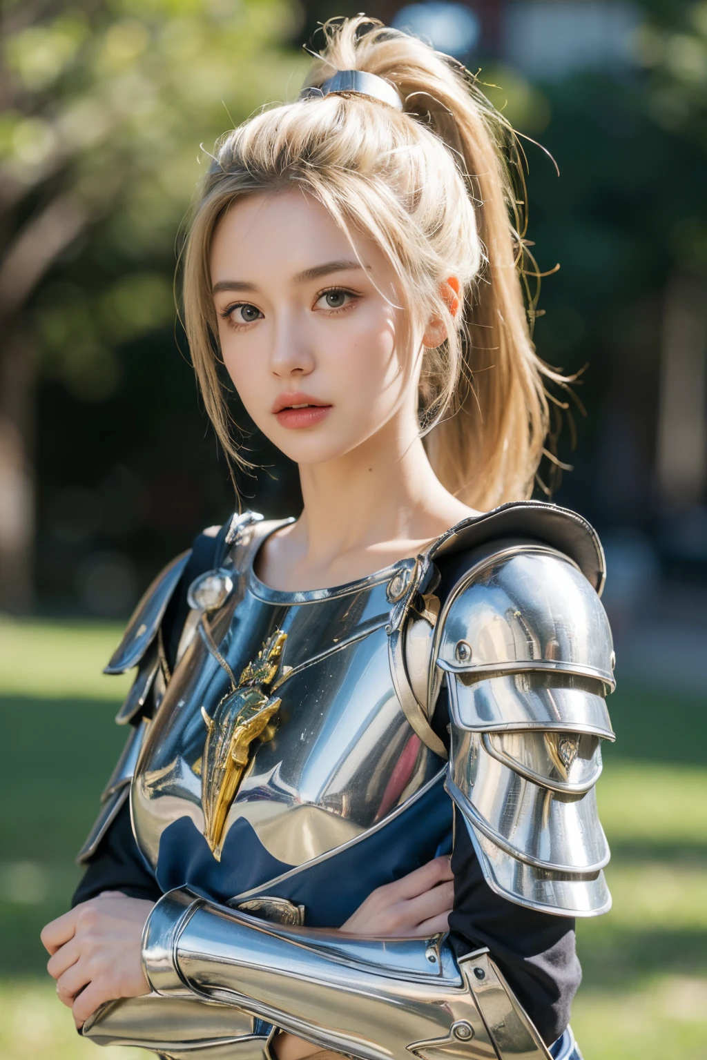 (8K, best quality:1.2), (masterpiece:1.37), (photo, photorealistic:1.37), (ultrahigh-res), half body, walking pose, shot from front, slow motion, female paladin wearing the full body, (light silver armour:1.2),(ornately decorated armor), (insanely detailed, bloom:1.5), (highest quality, Alessandro Casagrande, Greg Rutkowski, Sally Mann, concept art, 4k), (analog:1.2), (high sharpness), (detailed pupils:1.1), detailed face and eyes, Masterpiece, best quality, (highly detailed photo:1.1), (long blonde Hair, ponytail,ecstatic:1.1), (young woman:1.1), sharp, (perfect body:1.1), realistic, real shadow, 3d, (temple background:1.2), arms crossed over the chest
photographed by Canan EOS R6, 135mm, 1/1250s, f/2.8, ISO 400