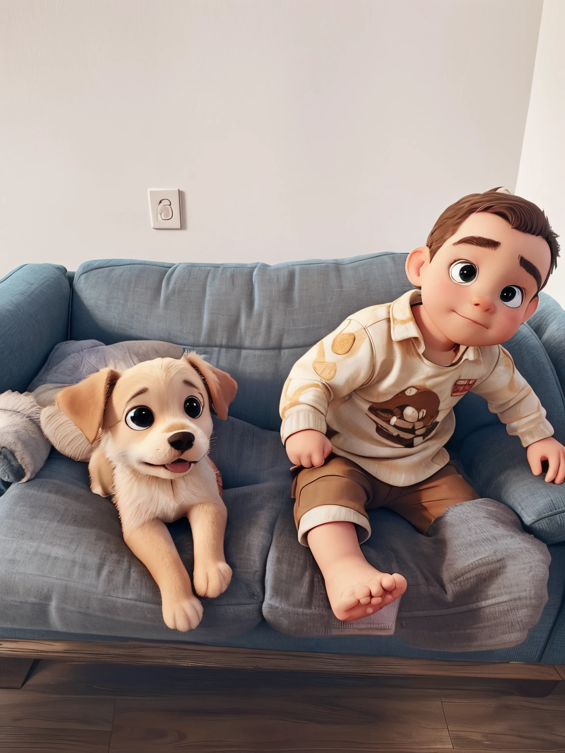 there is a baby and a dog sitting on a couch, r/aww, sitting on the couch, sitting on couch, relaxing on the couch, sitting on a couch, aww, puppies, next gen, bowater charlie and brom gerald, babies in her lap, on a couch, sunday, feature, cute boy, with his hyperactive little dog