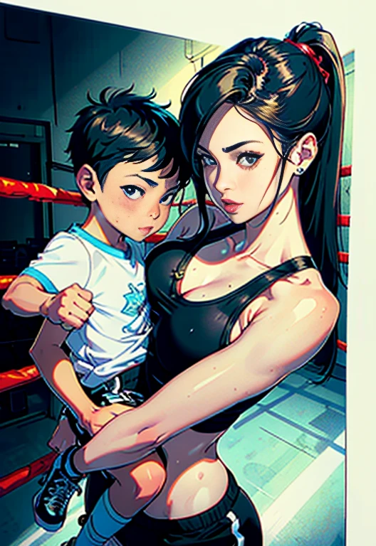 sexy MOM and Son couple, (original) , mom busty and tall perfect legs perfect ass, (very detailed wallpaper) , (best quality) , (masterpiece) , photographic reality, realistic, very detailed illustrations, (1 MILF with ung boy) , beautiful eyes, (delicate faces) , perfect detail, (best lighting) , (super complex details) ,
(boxing girl with boxing boy) , , sweat, heavy breathing, (oppressive attack) , (boxing ring) , athletic sexy mini shorts on mom showing ass, male boxing shorts on boy, perfect detail, perfect fingers, perfect limbs, impact, (shiny skin) , abs, muscles, waistline,boxing shorts, fist fight, black hair, high ponytail, very long hair,
4K unified, (super detailed CG: 1.2) , (8K: 1.2) , realistic, octane rendering, sexy tall mom and smaller son fight training,