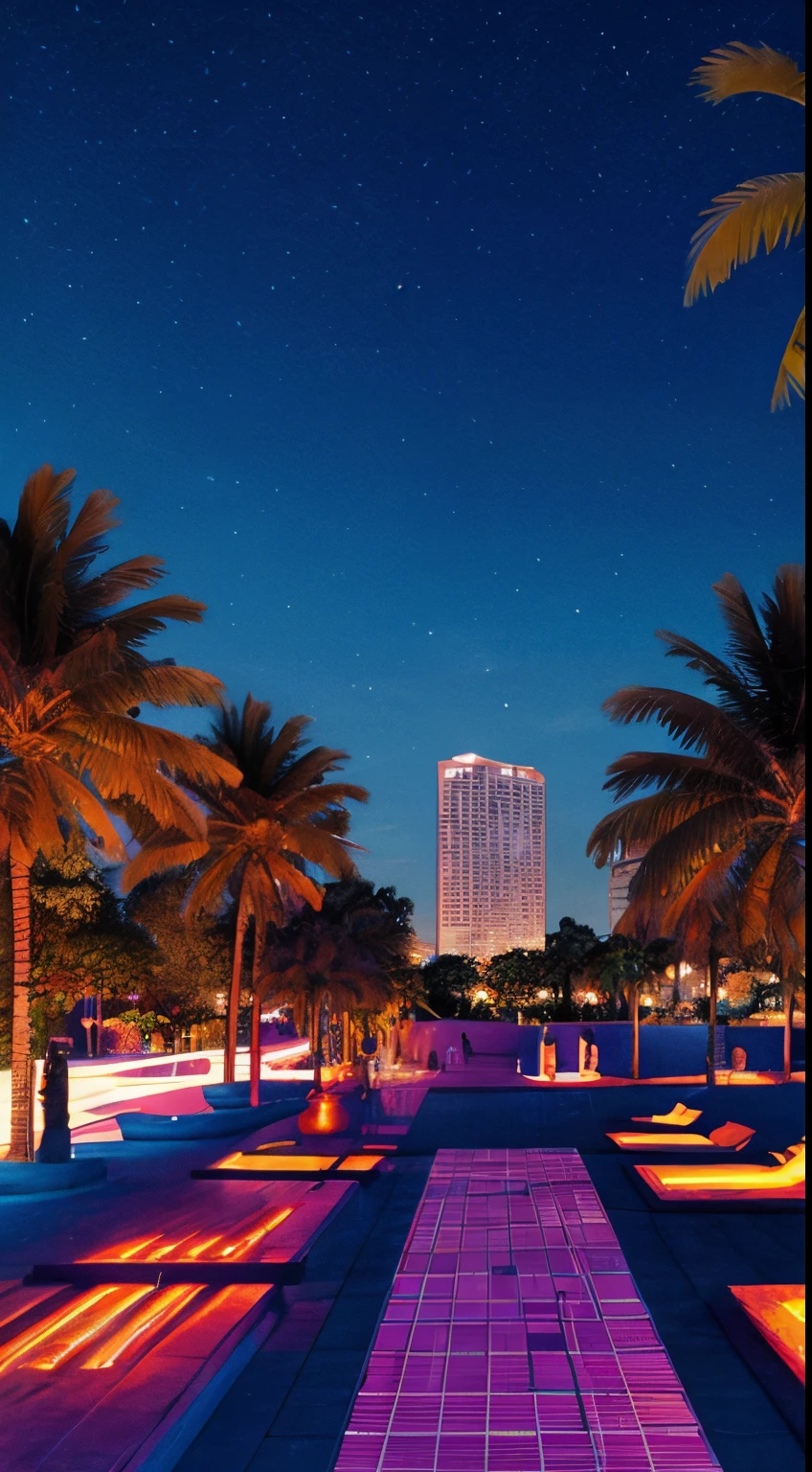 inside a disco, miami, perfect night lights,