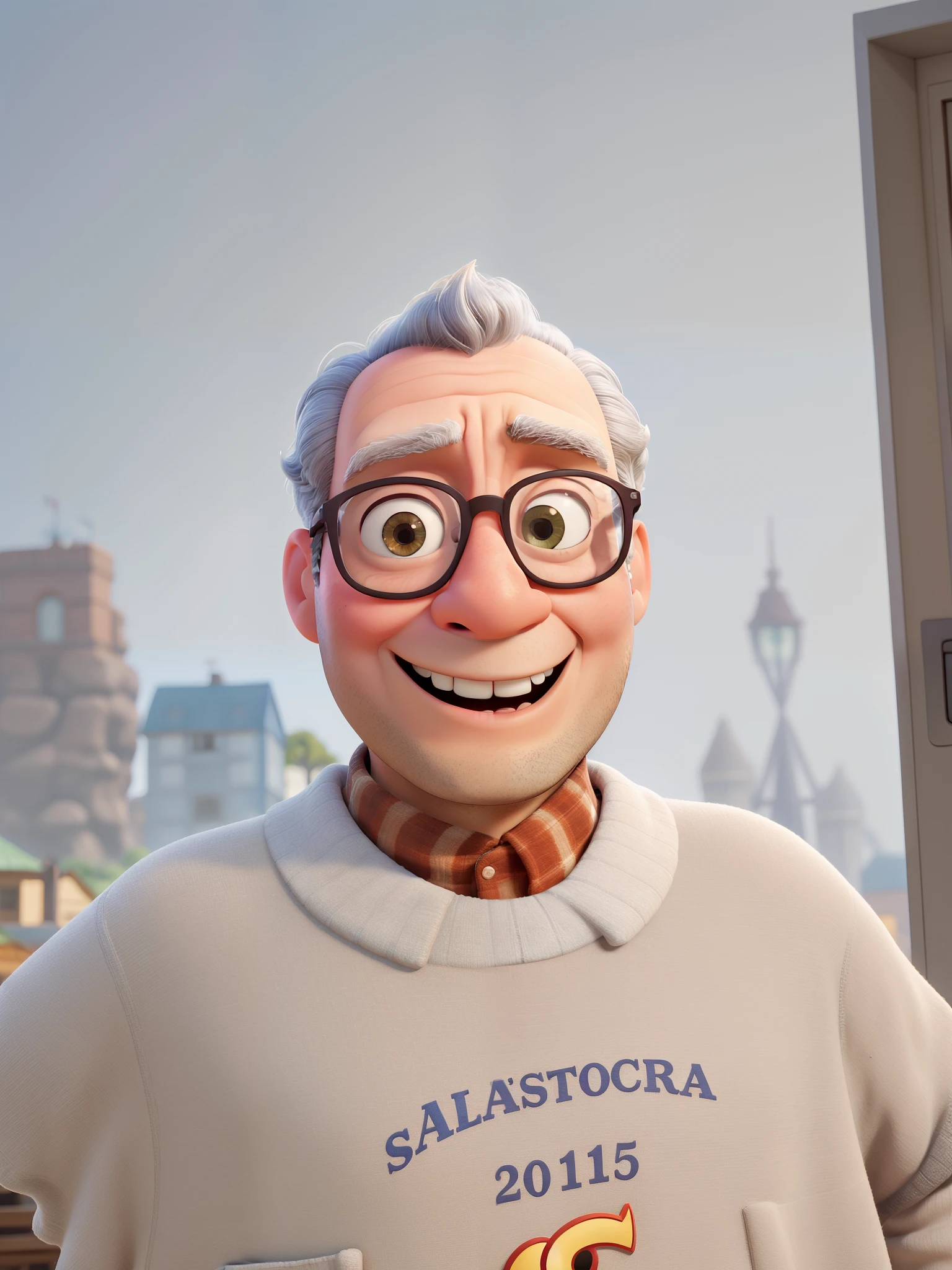 there is a cartoon character who wears glasses and a sweater, Como um personagem da Pixar, close - retrato facial de cima, Representado como um personagem da Pixar, Ainda de um filme da Pixar de 2015, Pixar retrato 8 k foto, quadro do filme Pixar, personagem Pixar, Ainda de Meu Malvado Favorito 2010, personagem Pixar bonito, Anato Finnstark. Pixar