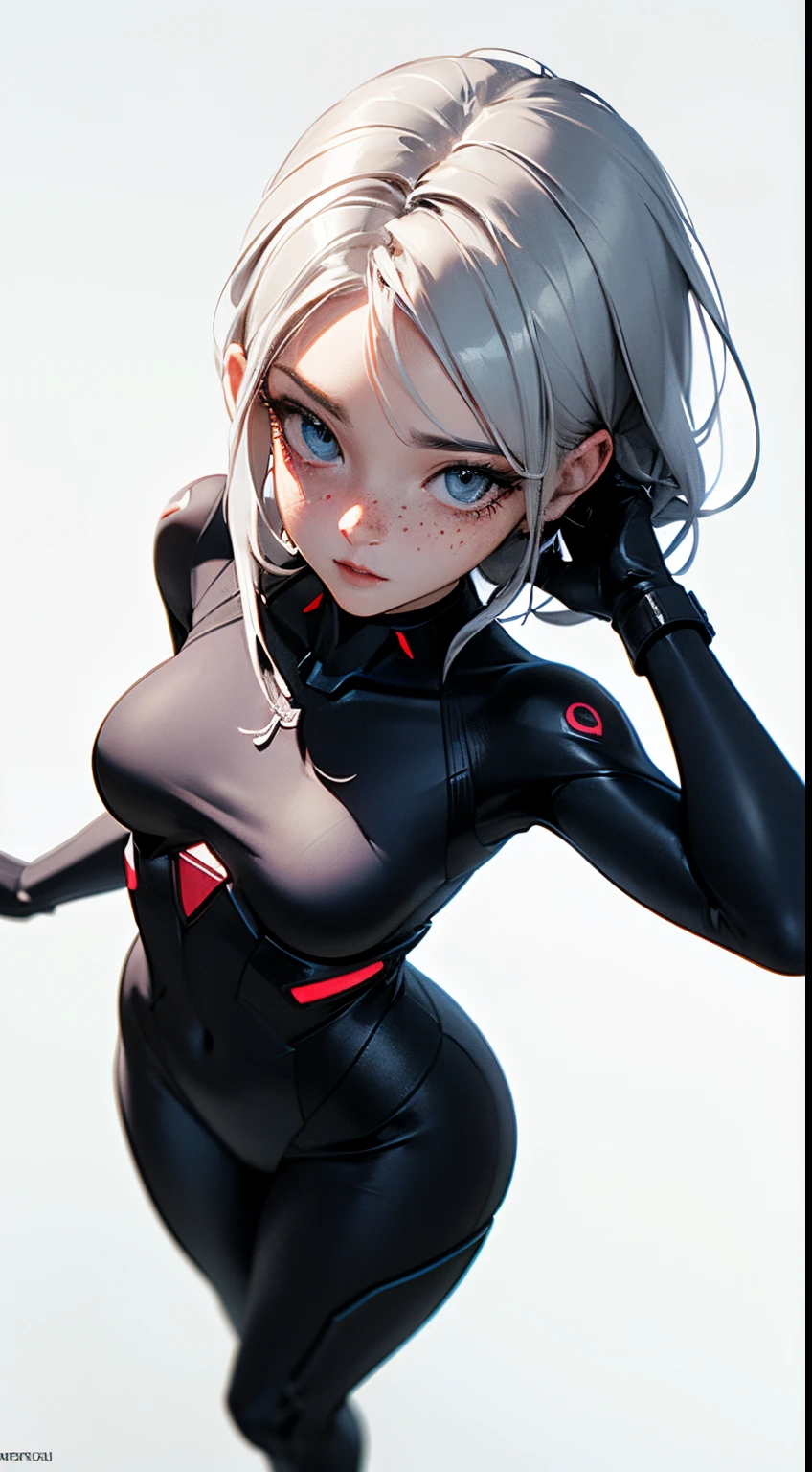 (((Young White Woman))), ((Best Quality)), ((Masterpiece)), (Detail: 1.4), 3D, A Beautiful Cyberpunk Woman with Simon Bisley-style micro thong, Genesis evangelion neon style clothing, 2-piece clothing, Long silver hair, arm tatoo, cybernetic hands, pastel, Centered, scale to fit the dimensions, nffsw (High dynamic range),Ray tracing,NVIDIA RTX,Hyper-Resolution,Unreal 5,Subsurface Dispersion, PBR Texture, Post-processing, Anisotropy Filtering, depth of fields, Maximum clarity and sharpness, Multilayer textures, Albedo and specular maps, Surface Shading, accurate simulation of light and material interactions, Perfect proportions, Octane Render, Two-tone lighting, Wide aperture, Low ISO, White Balance, thirds rule, 8K Raw, Crysisnanosuit,loraeyes,nijistyle,pantyhose, freckles, nsfw, sexual pose ,High detailed, 300dpi, pornstar, ((((white background))), (((viewer looking at her from above, sexy pose))), (((flirt))), Blue eyes