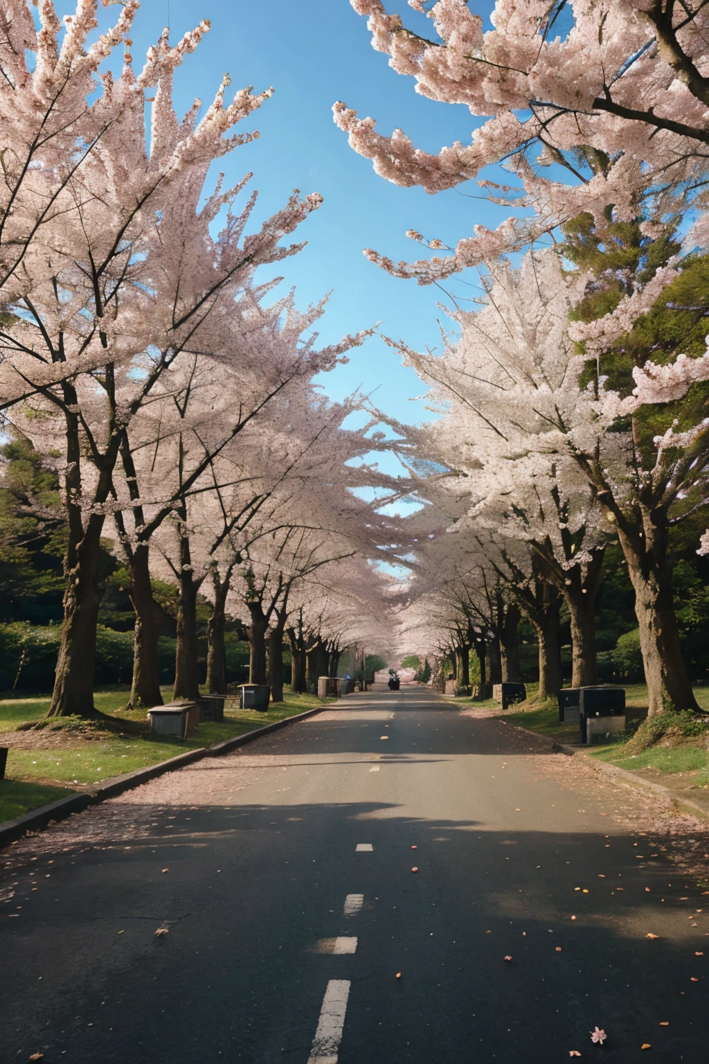 beautiful colourful forest of cherry blossom trees