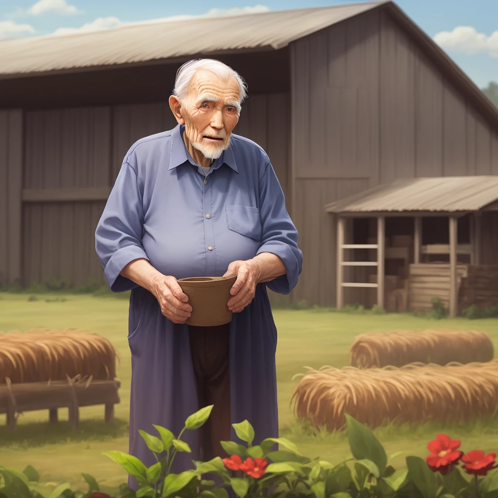 A wise old man on his farm
