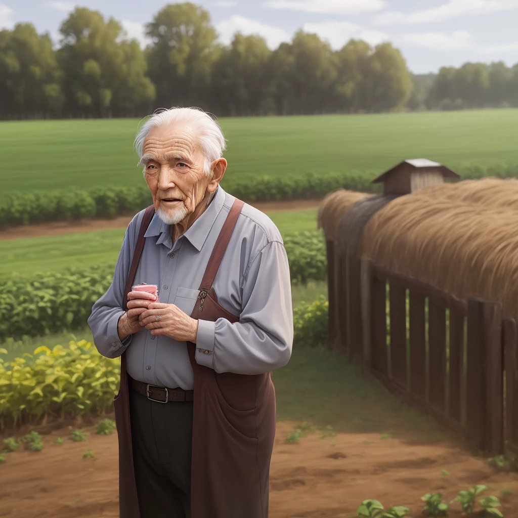 A wise old man on his farm