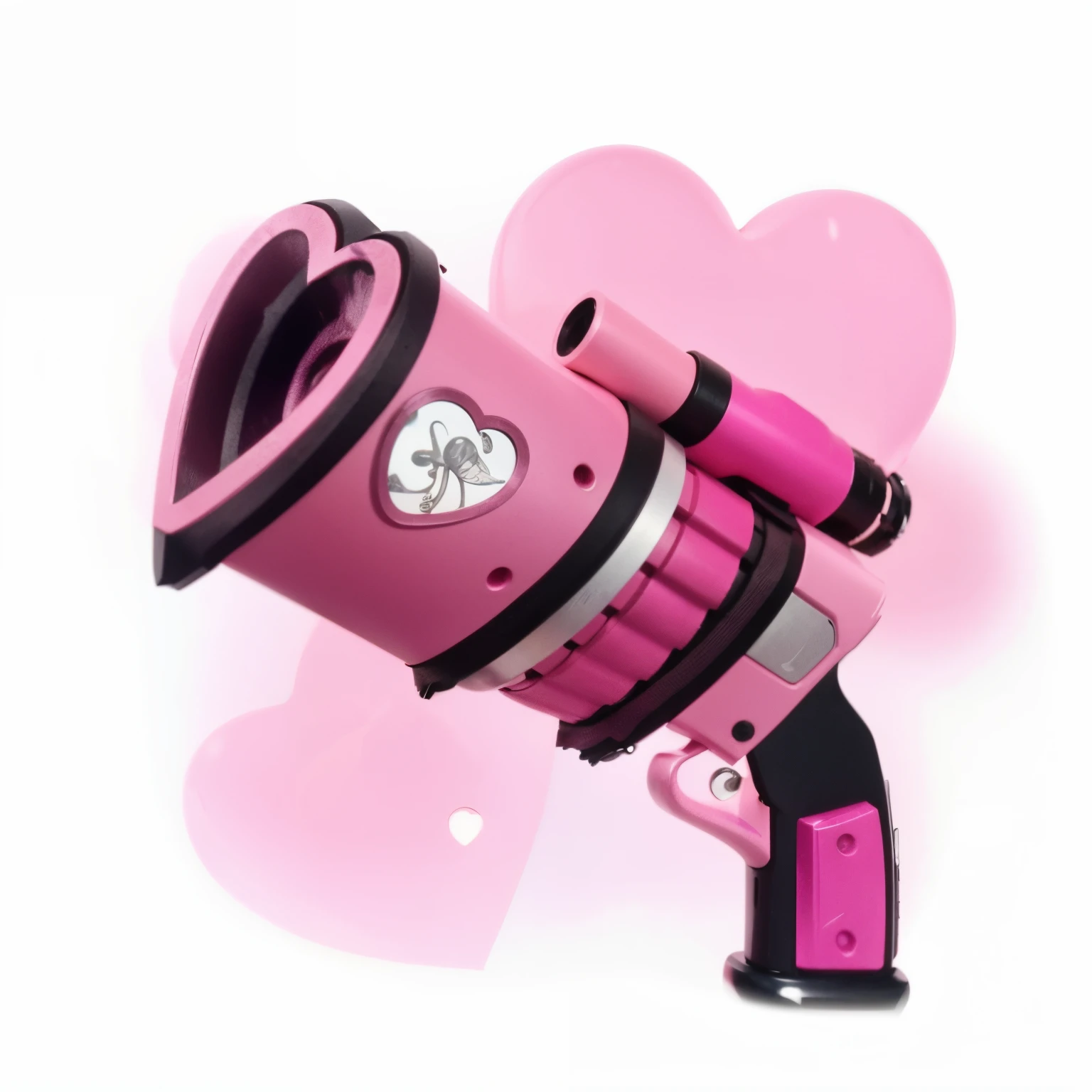 there is a pink toy gun with a heart-shaped object, pink iconic character, de um Dia dos Namorados Ramletal, TF2, TF 2, Minipistola, maple story gun girl, armadura rosa simplificada, Zarya, armadura rosa lisa, armadura rosa fosco, Pele rosa, Cupido, slick clammy skin, Poder Rosa, pistola e bazuca