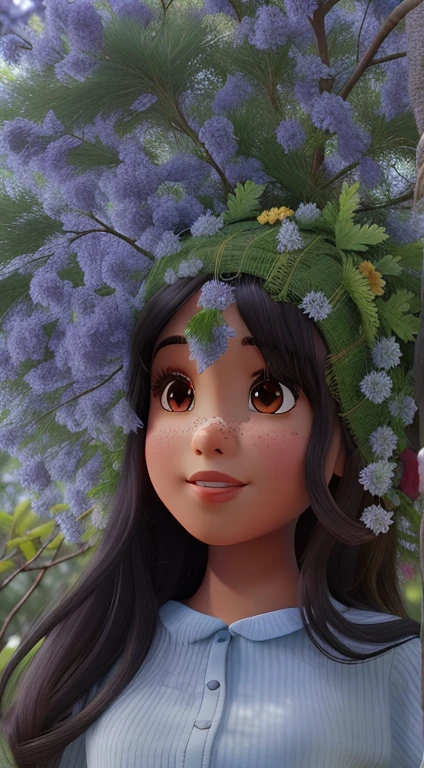 morena em um bosque