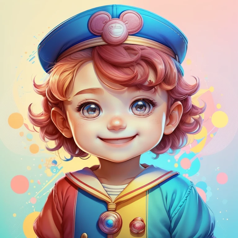 ) ((((cute baby boy with sailor cap smiling) ((Mikey)) - Criador: Walt Disney2023) ), ,, ( Walt Disney acolchoamento ,multidimensional geometric wall PORTRAIT, arte, Chibi,
Yang08k, lindo, Colouring,Rose
Primary works, qualidade superior, melhor qualidade, Arte Oficial, Beautiful and Aesthetic,)) ), ,,  Walt Disney acolchoamento ,multidimensional geometric wall PORTRAIT, arte, Chibi,
Yang08k, lindo, (Colouring, rosa), amarelo ,azul ,vermelho e branco)
Primary works, qualidade superior, melhor qualidade, Arte Oficial, Beautiful and Aesthetic,